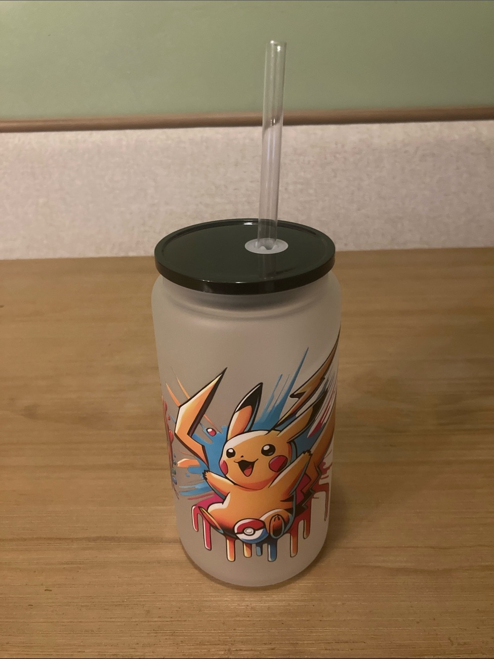 Pokemon Yellow Pikachu Frosted Tumbler with Black Lid